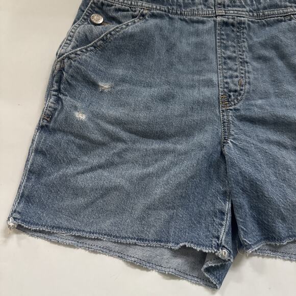 Gap Kids Jean Overalls Blue Distressed Denim Pockets 100% Cotton Kids Girls XXL - Picture 3 of 9